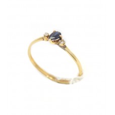 Ring Blue Sapphire 18kt Gold Diamond Diamonds Yellow Natural 18 KT Vintage D193